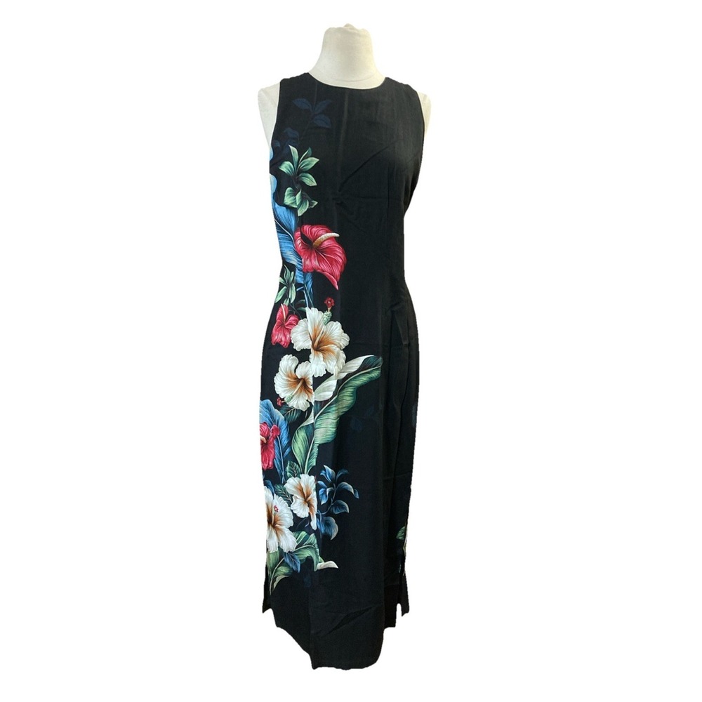Iolani Hawaii Maxi Dress Sz M Floral Sleeveless Tropical Beach Coastal USA